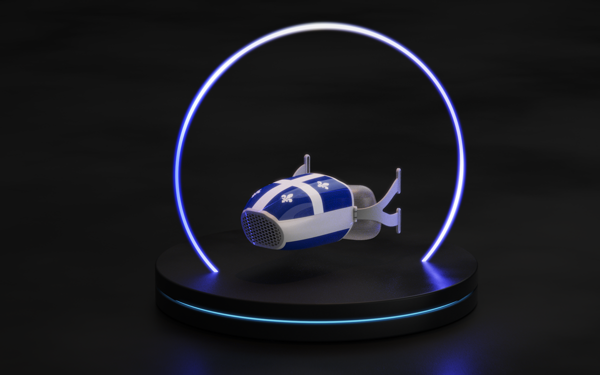 AeroCardia sensor pod in Québec fleur-de-lis colourway